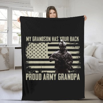 Discover Proud Grandpa Military Support For Soldier Grandso Fleece Blankets