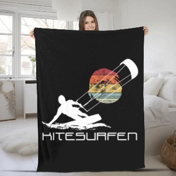Discover Kitesurfing Freestyle Kite Board Surfing Kiteboard Fleece Blankets