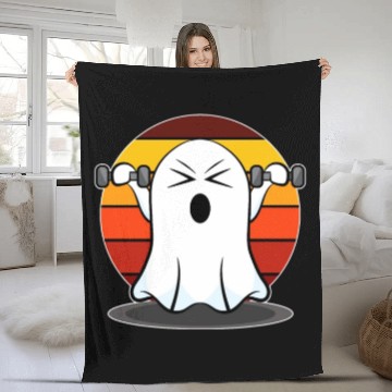 Discover Halloween gift ghost fitness bodybuilding workout Fleece Blankets