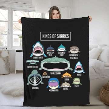 Discover I love sharks, baskin great white shark, whale Fleece Blankets