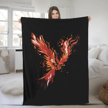 Discover Legend Phoenix with flames Fleece Blankets