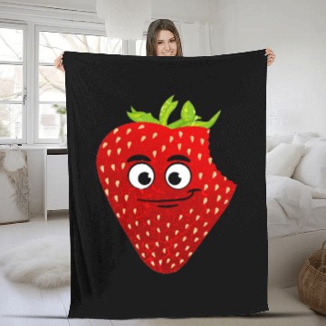 Discover Cute Strawberry Berry Lover Strawberrys Vegan Fleece Blankets