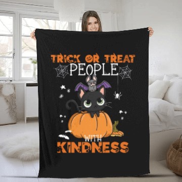Discover Trick Or Treat People With Kindness Halloween Cost Fleece Blankets