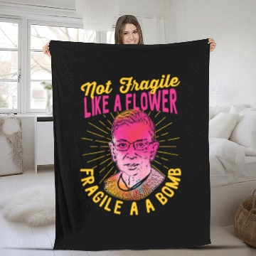 Discover Not Fragile Like A Flower - Ruth Bader Ginsburg Fleece Blankets
