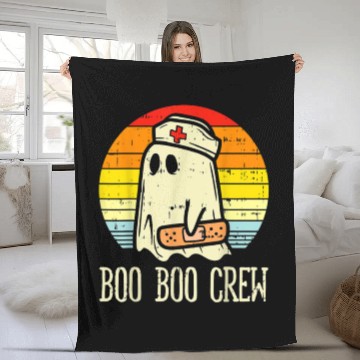 Discover Boo Boo Crew || Funny Nursing Halloween Gifts Fleece Blankets
