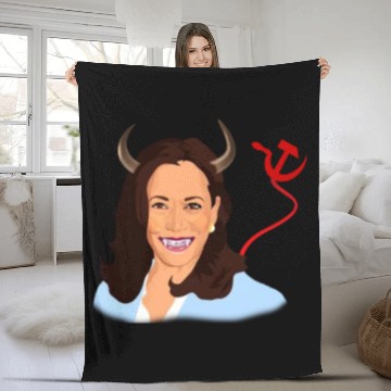 Discover Trump kamala harris monster communist Fleece Blankets