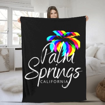 Discover Palm Springs Neon Tree (White) Fleece Blankets