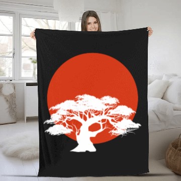 Discover Miyagi-do Karate Bonsai Tree Martial Arts Japanese Fleece Blankets