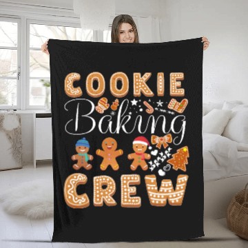 Discover Christmas Cookie Cookie Baking Crew Gingerbread Fleece Blankets