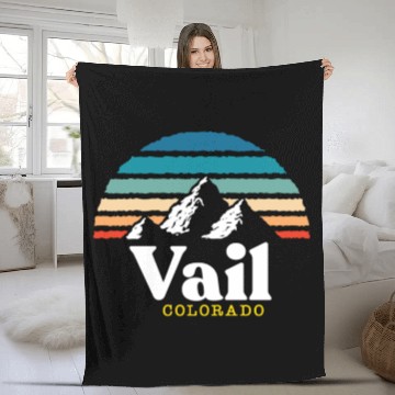 Discover Vail Colorado Usa Ski Resort 1980S Retro Gift Fleece Blankets
