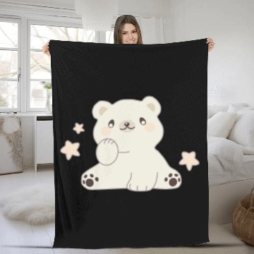 Discover Polar Bear Cute Teddy Bear With Stars Cute Animals Fleece Blankets