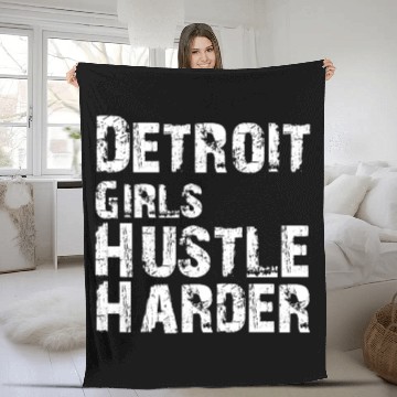 Discover Detroit Girls Hustle Harder Fleece Blankets