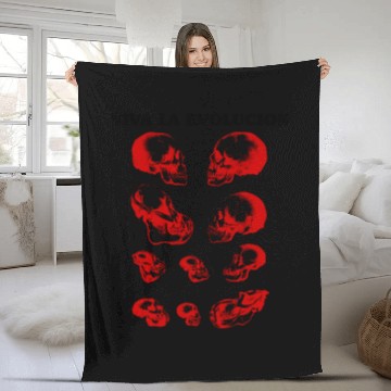 Discover Viva La Evolution - Human and Ape & Monkey Skulls Fleece Blankets