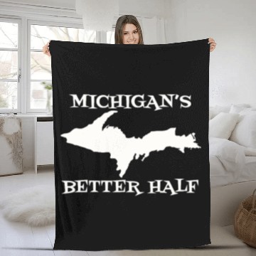 Discover Michigan Better Half Upper Peninsula Yoopers 906 U Fleece Blankets