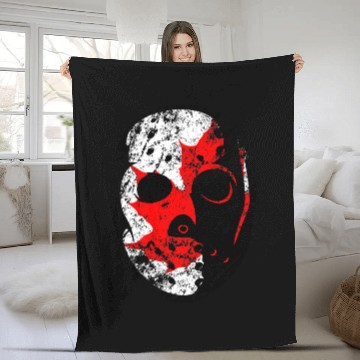 Discover Old School Goalie Mask-Canada Fleece Blankets