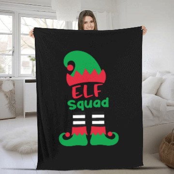 Discover Elf Squad Funny Christmas Holiday Elf Family Fleece Blankets