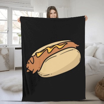 Discover Cute Hot Dog With Mustard Little Dog Fleece Blankets