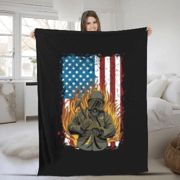 Discover Firefighter Fire Department Thin Red Line Fireman Fleece Blankets