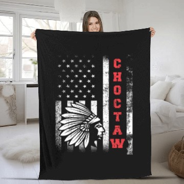 Discover Choctaw Flag US USA Native American Indian Gift Fleece Blankets