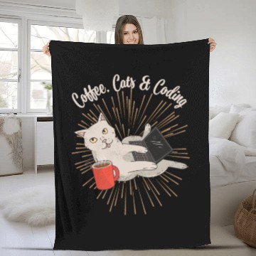 Discover Coding Cats and Coffee Software Developer Fleece Blankets