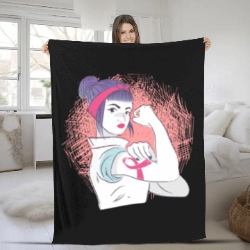Discover Girlpower cancer awareness month Fleece Blankets