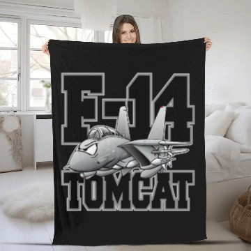 Discover F-14 Tomcat Military Fighter Jet Aircraft Cartoon Fleece Blankets