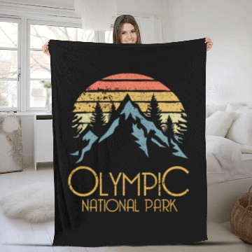 Discover Retro Olympic National Park Washington Mountains S Fleece Blankets