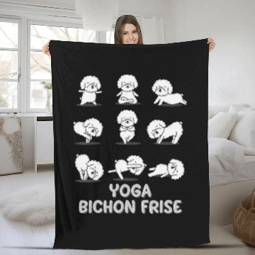 Discover Bichon Frise Yoga Fleece Blankets Bichon Frise Yoga Pose