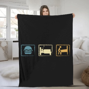 Discover Retro Pinball Eat Sleep Pinball Fleece Blankets