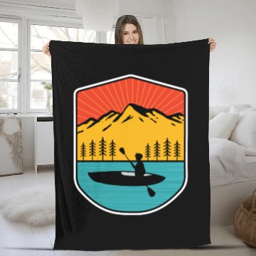 Discover Retro Kayaking Boating Paddling In Lake Tahoe Fleece Blankets