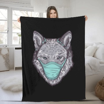 Discover Wolf Face Mask Fleece Blankets