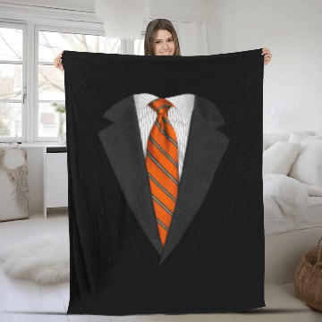 Discover Orange Suit Up! Realistic Suit & Tie Casual Graphi Fleece Blankets
