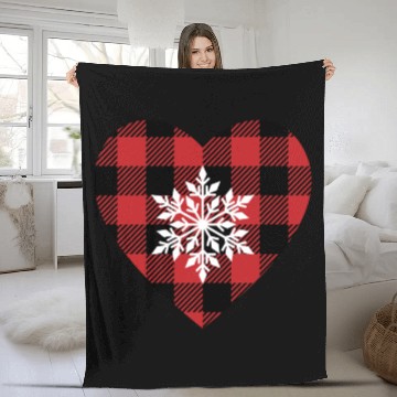 Discover Buffalo Plaid snowflake heart Fleece Blankets