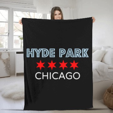 Discover Hyde Park Chicago Chi Town Neighborhood Fleece Blankets