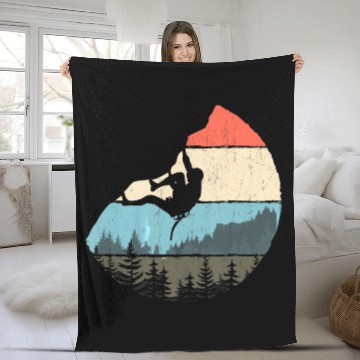 Discover Vintage Style Rock Climbing Retro Bouldering Fleece Blankets