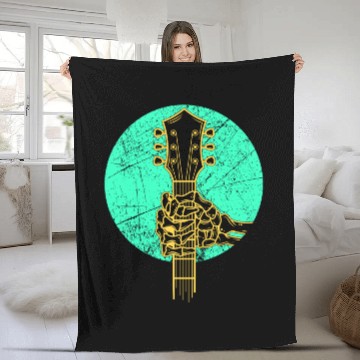 Discover Bass Guitar Skeleton Fleece Blankets