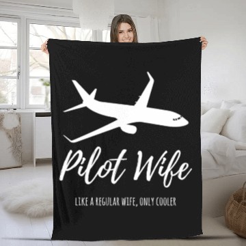 Discover Pilot Wife Funny Cute Airplane Aviation Gift Fleece Blankets