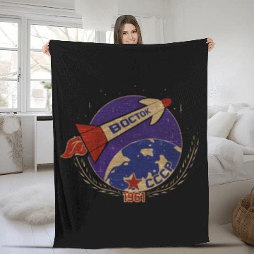 Discover Yuri Gagarin Russian Soviet Union Boctok Cosmonaut Fleece Blankets