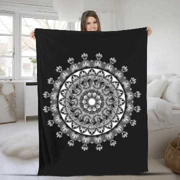 Discover Buddhism yoga mandala with ornaments present Fleece Blankets