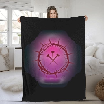 Discover Crown of Thorns with Nails and Purple Background Fleece Blankets