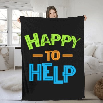 Discover Happy To Help Volunteer Volunteering Rescue Gift Fleece Blankets