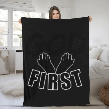 Discover God first pray hands believing Fleece Blankets