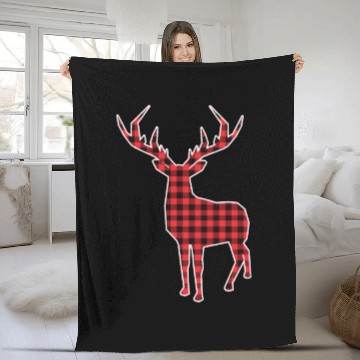 Discover Buffalo Plaid Deer Christmas Fleece Blankets