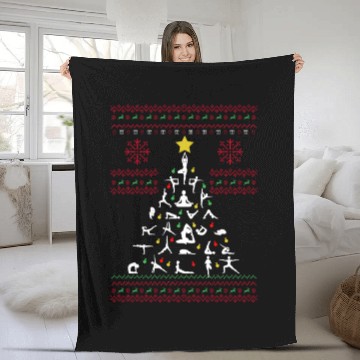 Discover Yoga Christmas Tree Ugly Christmas Fir Tree Fleece Blankets