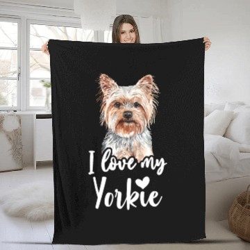 Discover Yorkshire Terrier I Love My Yorkie funny saying Fleece Blankets