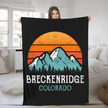 Discover Vintage Breckenridge Fleece Blankets Retro Sun Mountains