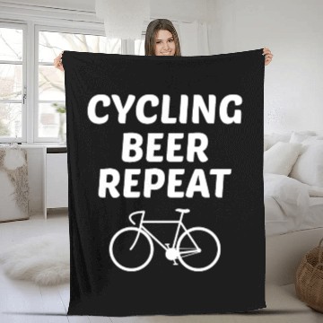 Discover Cycling Beer Repeat Fleece Blankets