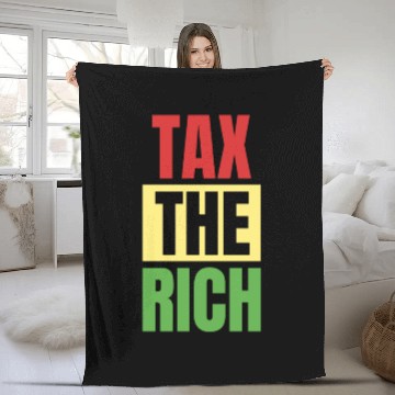 Discover tax the rich Fleece Blankets red yellow green design