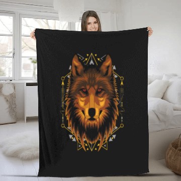 Discover Mountain wolf fighter Fleece Blankets
