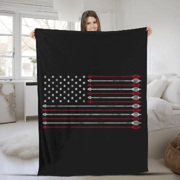 Discover American Flag with Arrows Archery Bow Hunting Fleece Blankets